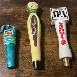 Lot of 3 Kona Big Wave, Rush River IPA & Lagunitas IPA Beer Tap Handles