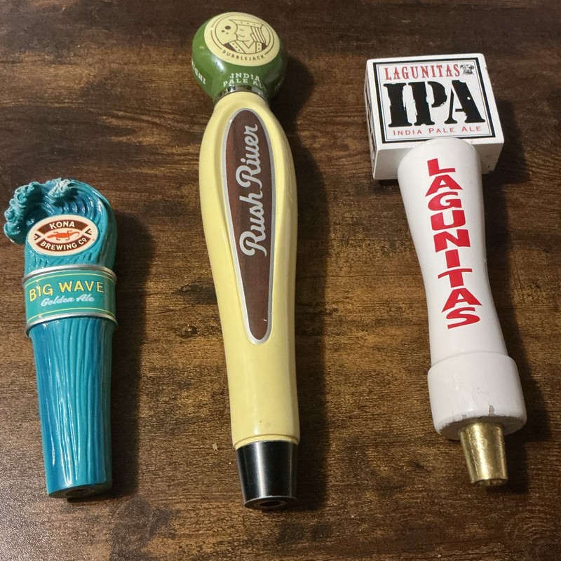Lot of 3 Kona Big Wave, Rush River IPA & Lagunitas IPA Beer Tap Handles