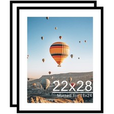 22x28 Picture Frame with 18x24 Mat Set of 2, Display Photo 18x24 with Mat or ...