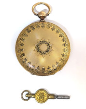 18K Gold Hunter Case European Pocket Watch, Case Size 40.5mm