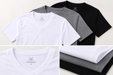 George V-Neck Moisture Wicking Tees 3-Pack Size S White/Gray/Black