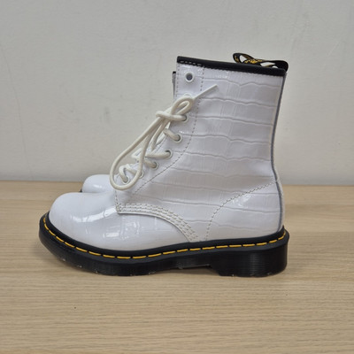 Dr Martens 1460 Pascal White Croc Embossed Ankle Rare Boots Uk 4 Bride Hen Do