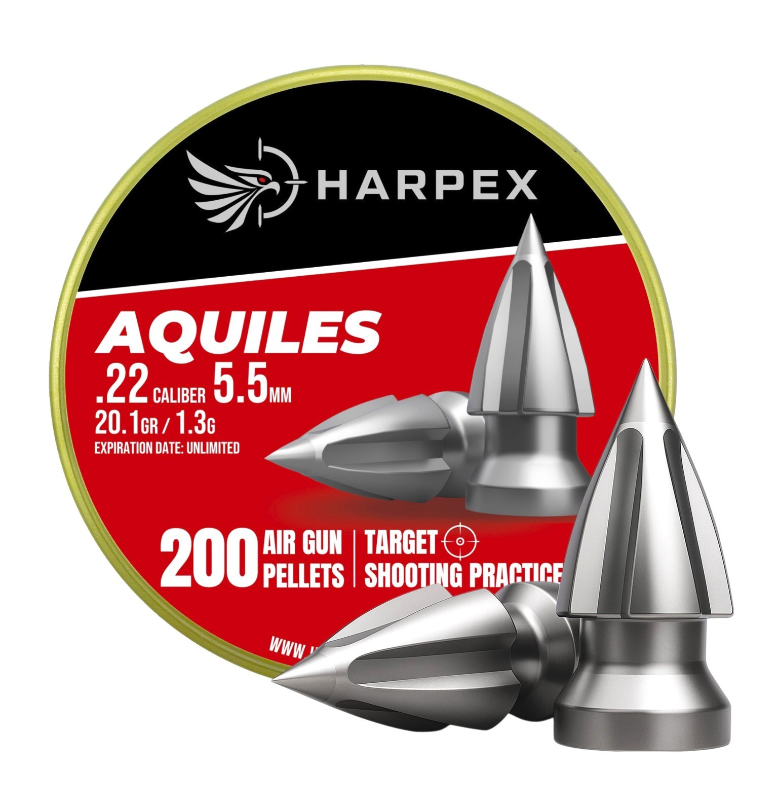 Harpex Aquiles .22 ( 5.5mm) Caliber Airgun Pellets 20.1gr Pointed Arrowhead Lead