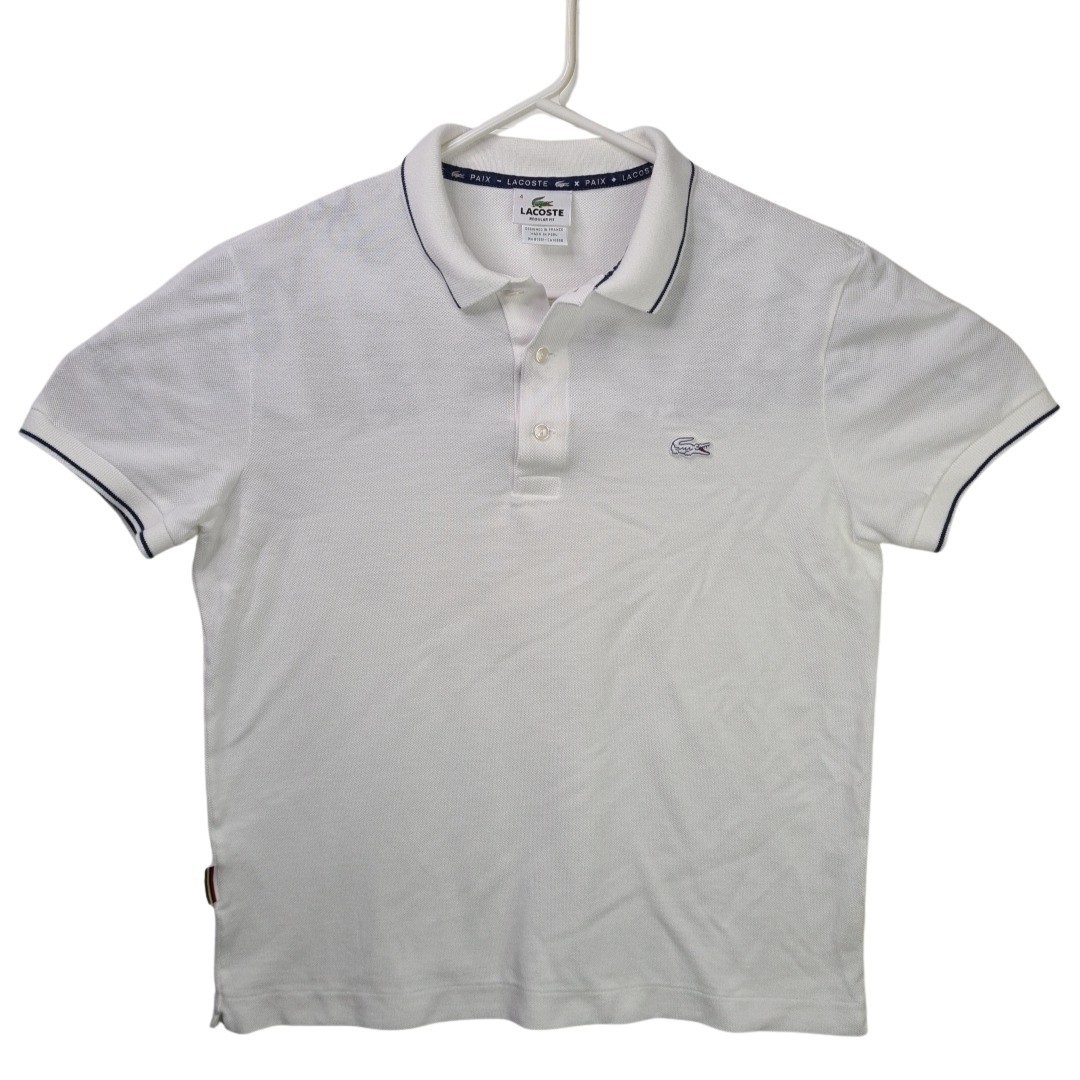 Lacoste Men's Paix Athletic Fit Polo Cotton T-Shirt Short Sleeve White Sz 4