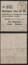 [30086] - EMERGENCY MONEY RASTENBURG (today: Ketrzyn), Magistrate, 50 Pf, 24.08.1914, The