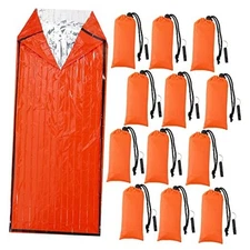  12 Set Emergency Sleeping Bag Survival Bivvy Sack Blanket 82.7 x 35.4 Orange