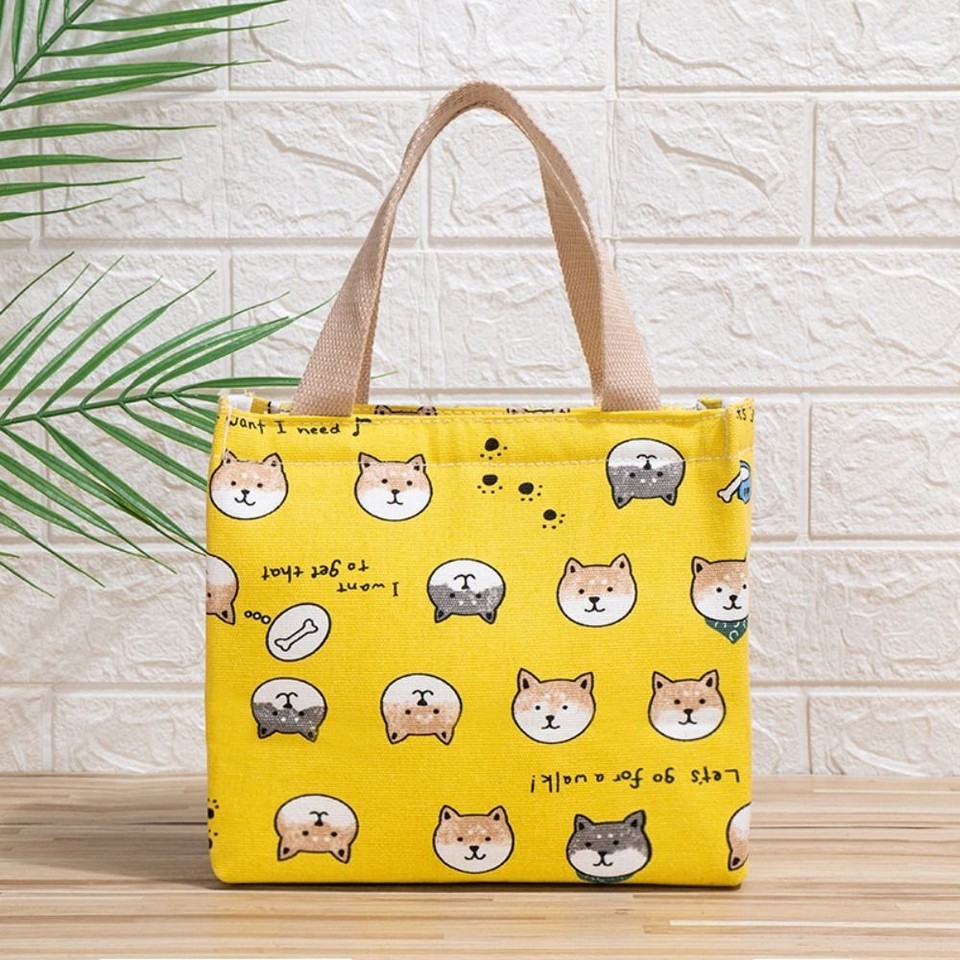 Food Storage Lunch Bag Canvas Tote Food Bag Portable Insulated Lunch