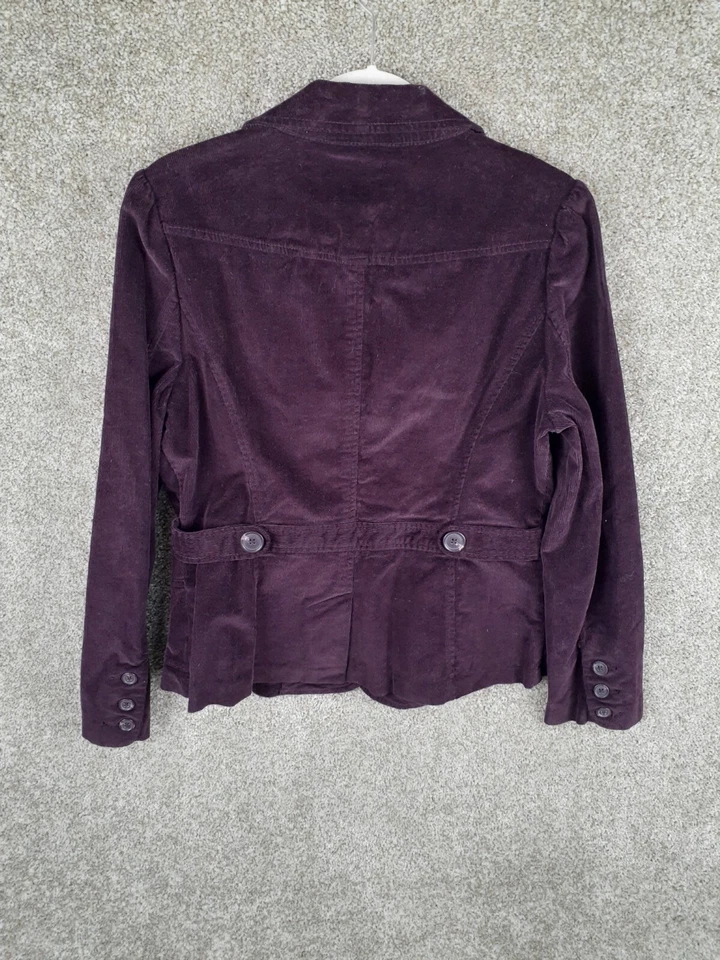 St Johns Bay Corduroy Blazer Womens L Dark Purple Pockets Stretch Three Button - Image 2 of 4