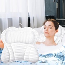 Ergonomic Bathtub Headrest Cushion Relax Neck Non-slip with 6 Suction Cups