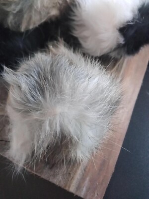 Handmade Rabbit fur  kitty toys / craft pom pons for hats etc