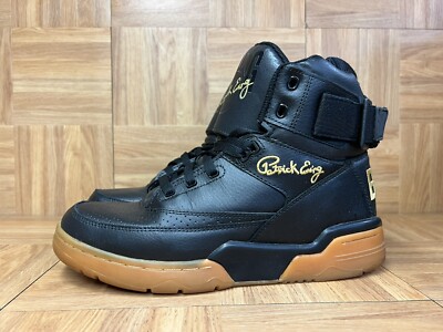 RARE🔥 Patrick Ewing Athletics 33 Hi Black Leather Gum Gold Men's
