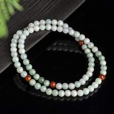 Natural Grade A Jade Jadeite Necklace Women 8mm Light Green Beaded Chain 24inchL