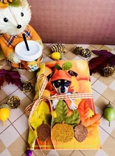 Pumpkin Dog greeting card journal, pumpkin altered journal, Junk Journal