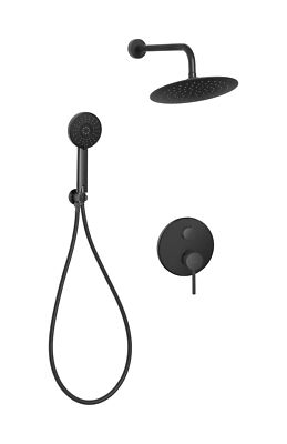 BADLAND Duschsystem Unterputz Armatur Set DAFNI Schwarz Wasserhahn Kopfbrause