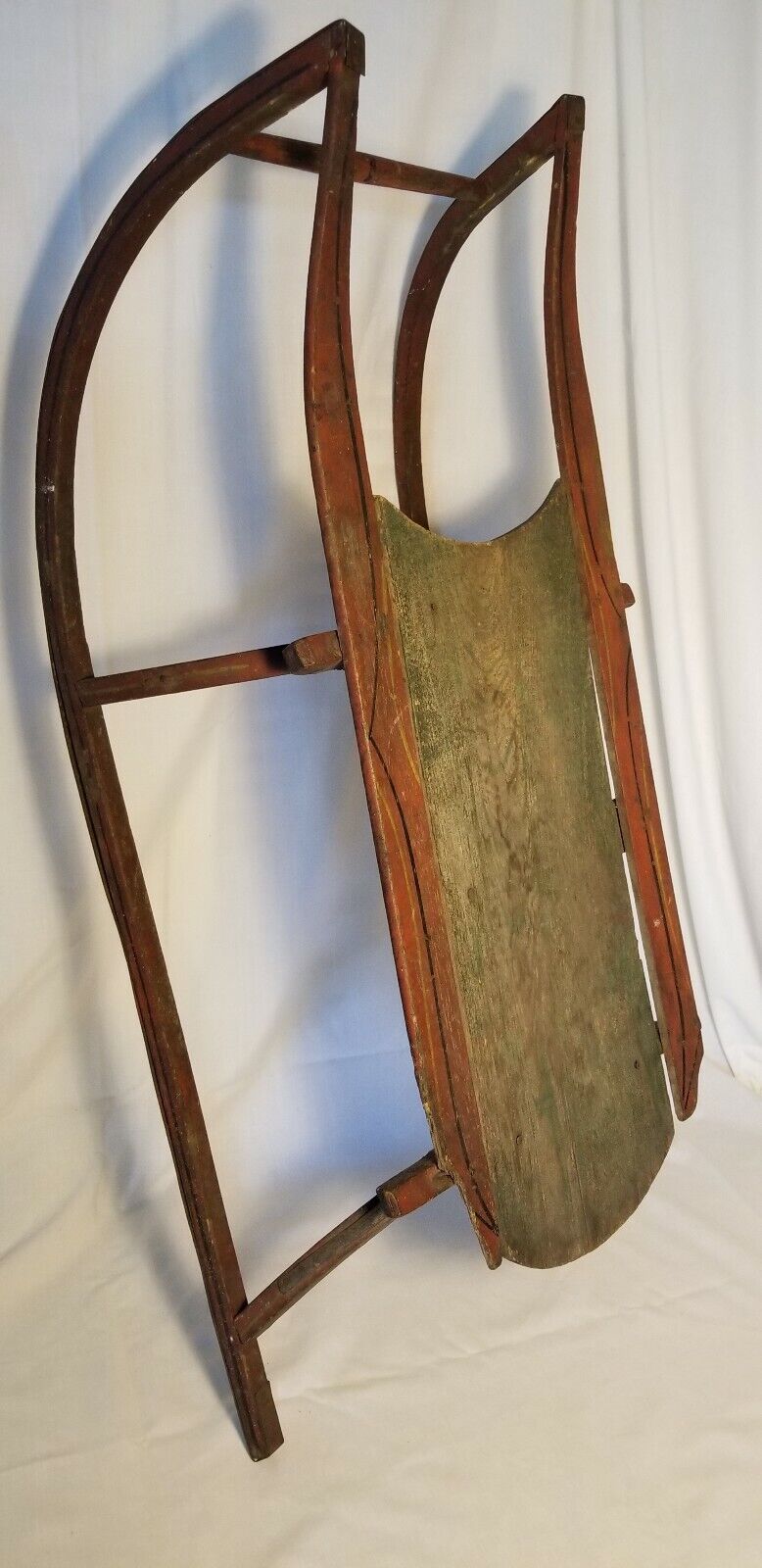 Antique Child's sled Bent wood Steel runners