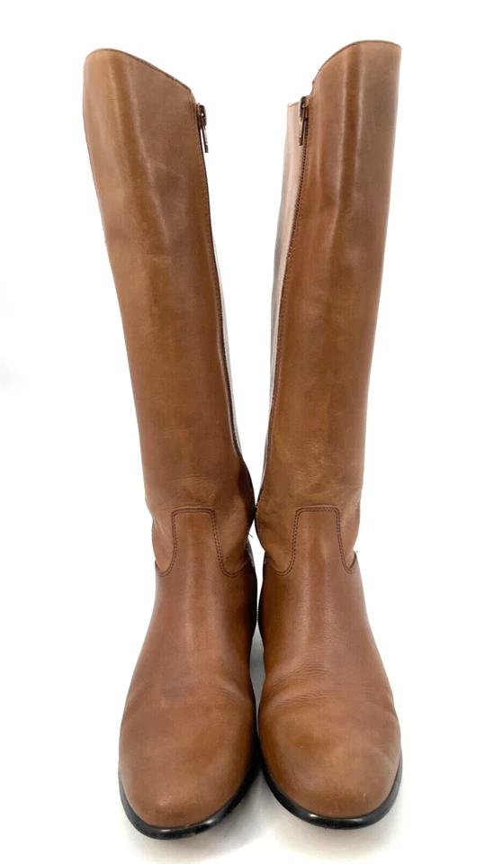 Corso Como women's 6.5 Tall Riding Boots saddle Brown tan Leather Side Zip Knee - Image 2 of 4