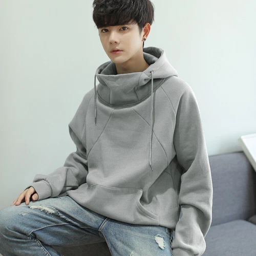 Men's Loose Casual Street Hoodie Long Sleeve Turtleneck Pullover Sweatshirt Tops - Foto 21 di 39