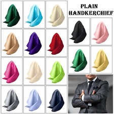 23cm Plain Satin Pocket Square Silk Hanky Handkerchief Mens for Wedding Suit