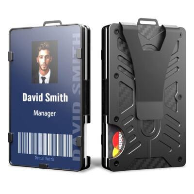 Men Metal Slim Wallet Money Clip Id Badge Card Holder Minimalist Wallet for Men