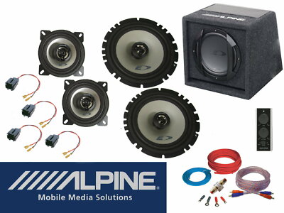 Alpine passend für Peugeot 206 CC Lautsprecher Aktiv Subwoofer Set Tür Vorn hint