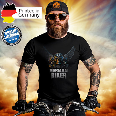 German Biker Shirt   Totenkopf & Motorrad V-Twin Design für Männer #2