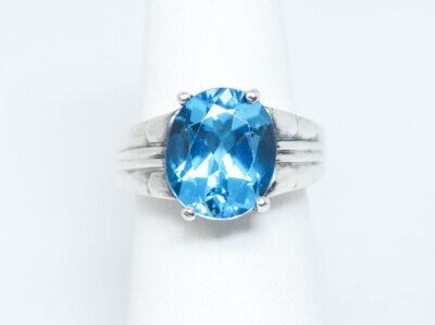 Vintage Art Deco Style Blue Topaz Sterling Silver Statement  display picture 1