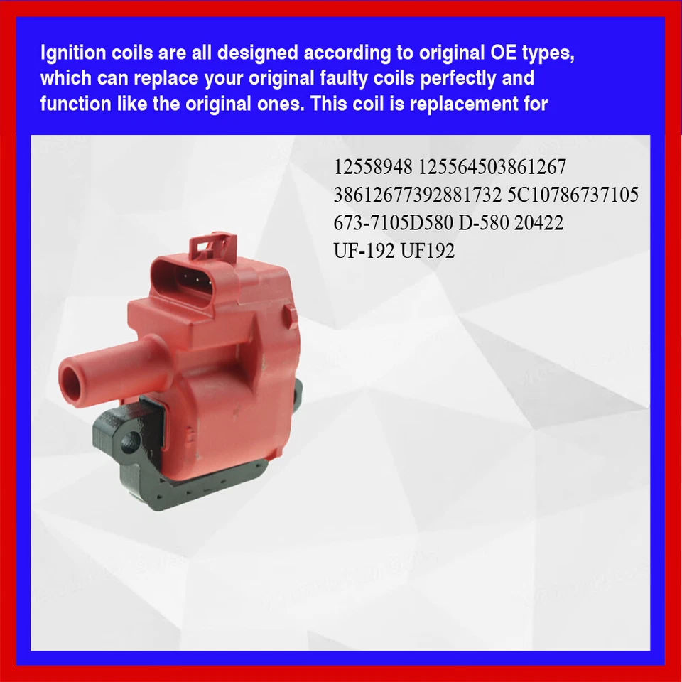 Bobina de encendido UCA2860R 2001 2002 CHEVROLET SILVERADO 3500 8,1 L V8 de 1 pieza Foto 4 de 4