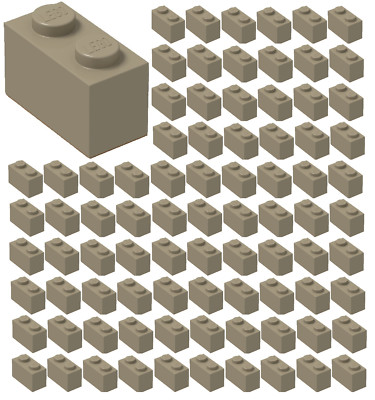  100x NEW LEGO 1x2 DARK TAN Bricks (ID 3004) BULK Parts City Building