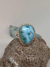  029 Size 8 1/2 High Quality Asymmetrical Larimar Pectolite Ring