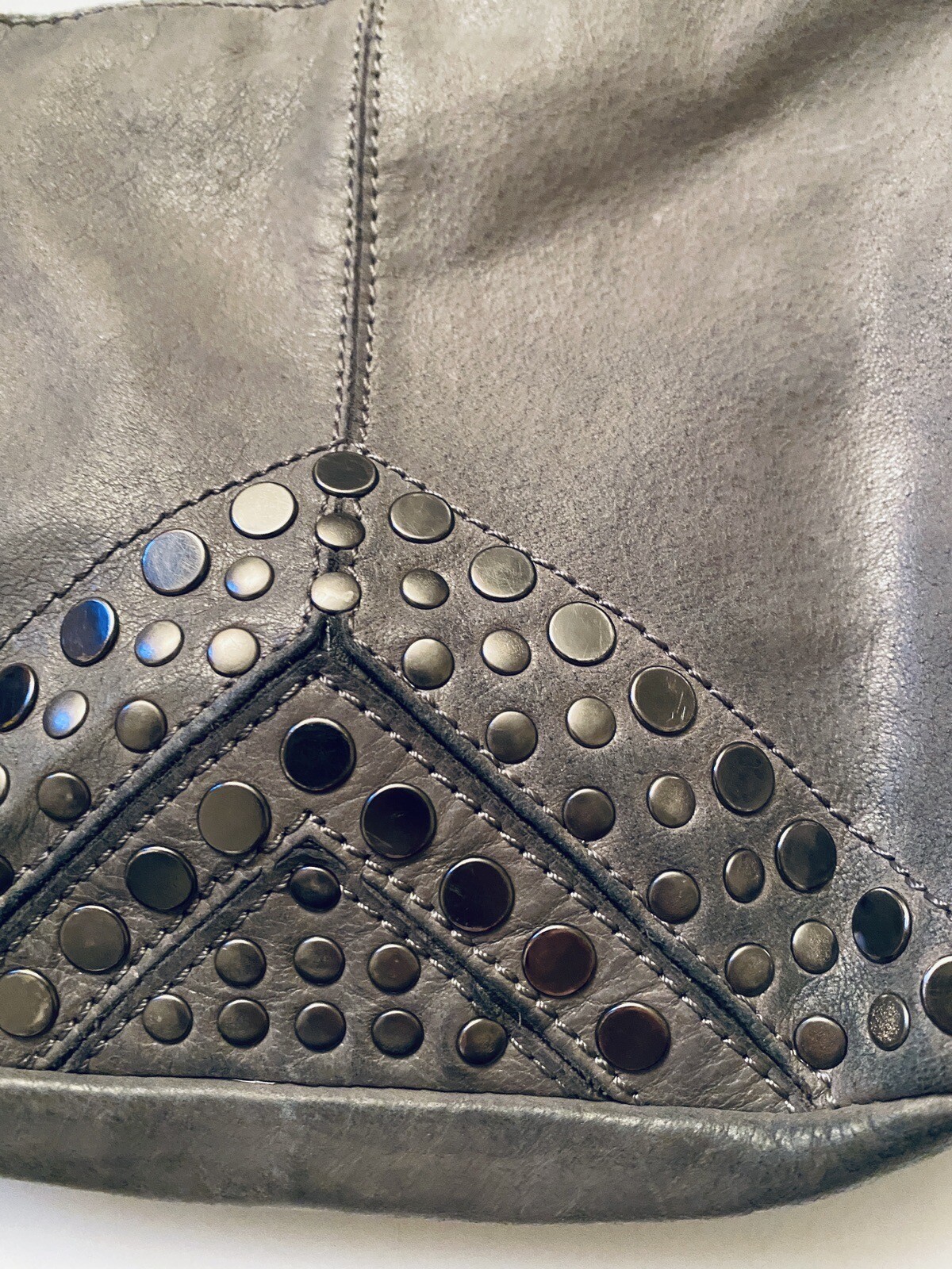 The Sak Indio Grey Leather Studded Small Hobo Shoulder Bag eBay