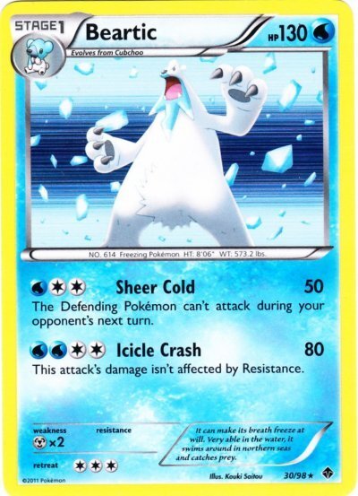 1x Beartic - 30/98 - Holo Rare Lightly Played Pokemon BW - Emerging Powers