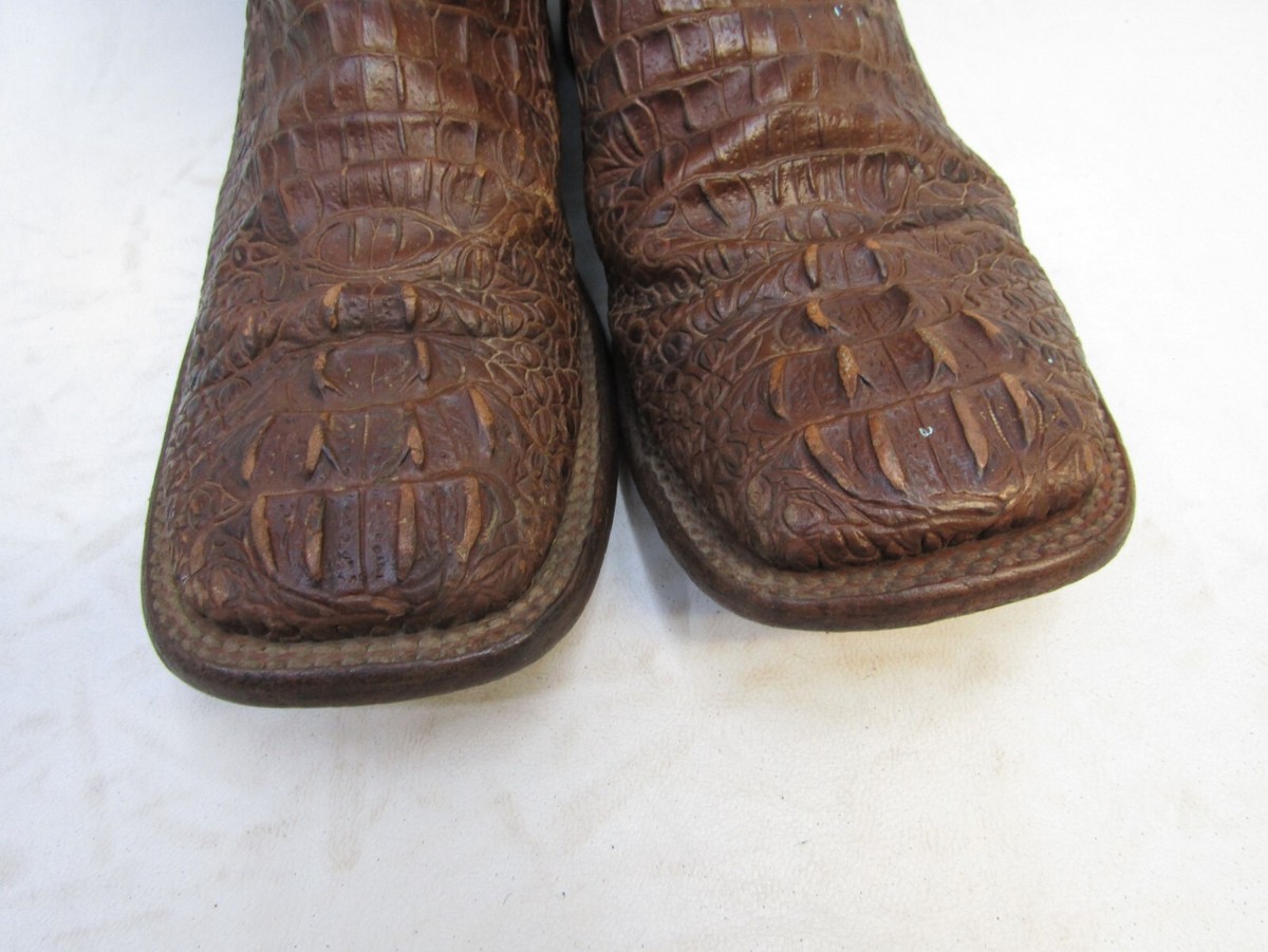 Ferrini Mens Size 8 D Brown Leather Alligator Print Cowboy Boots Stallion main image 2