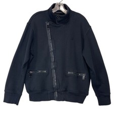 Sean John Mens Full Zip Track Jacket Black Large Asymmetrical Zip