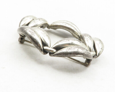 希少 Vintage   425 Brooch 925 DESIGNER 925 Sterling Silver Vintage Shiny Etched Floral Brooch