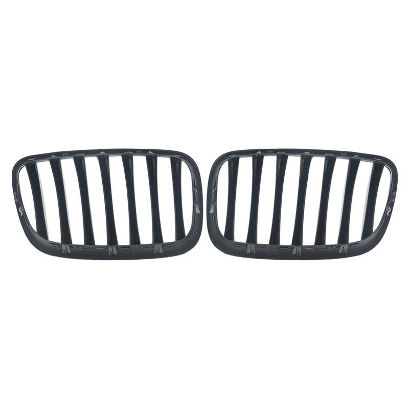 Pair Front Hood Kidney Grille Grill  Gloss Black For BMW X5 E70 X6 E71 2007-2013 Foto 3 de 4