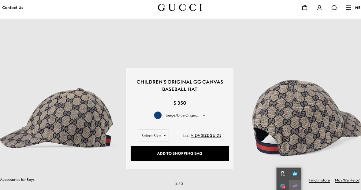 Gucci Children's Original GG canvas baseball hat 52 cm | eBay