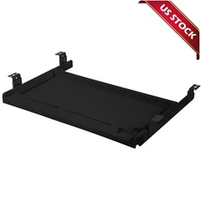 Slide Out Under Desk Keyboard Tray Pull Out Keyboard Drawer Shelf w/ Pen Holder
