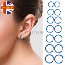 Hypoallergenic Seamless Blue Clicker Loop Hoop Cartilage Helix Earrings 8-20MM