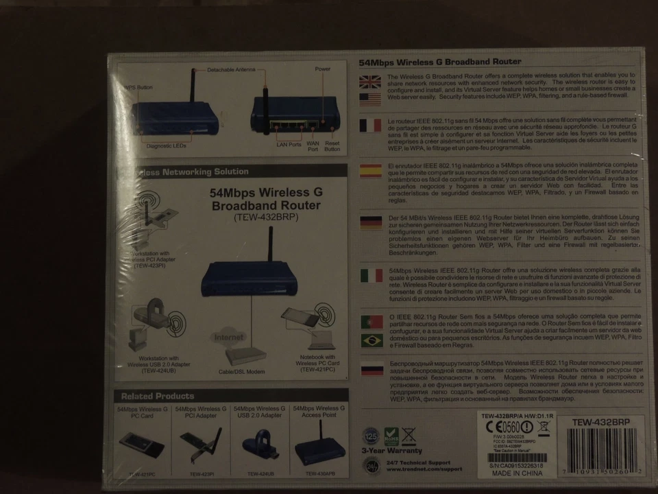 TRENDnet TEW-432BRP 54 Mbps 4-Port 10/100 Broadband Wireless Firewall Router-New - Image 2 of 2