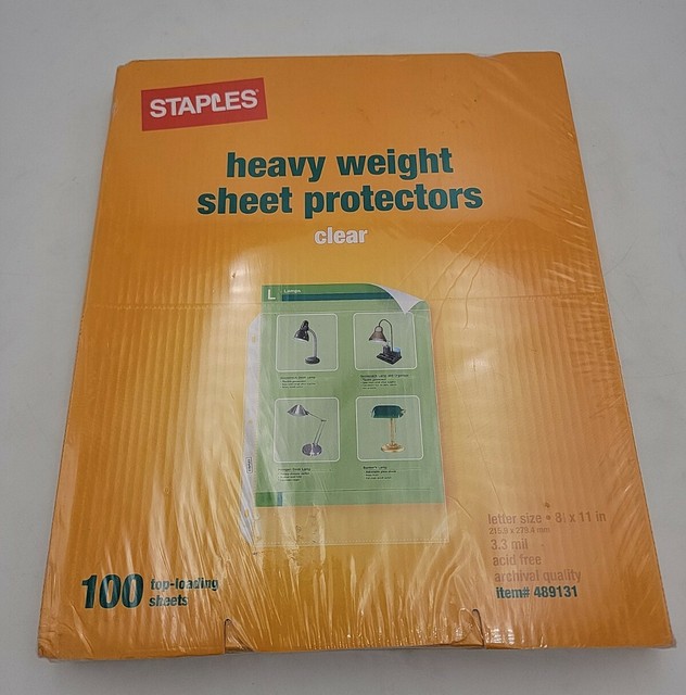 Staples Clear Heavyweight Sheet Protectors 100 Letter Size 31866 for