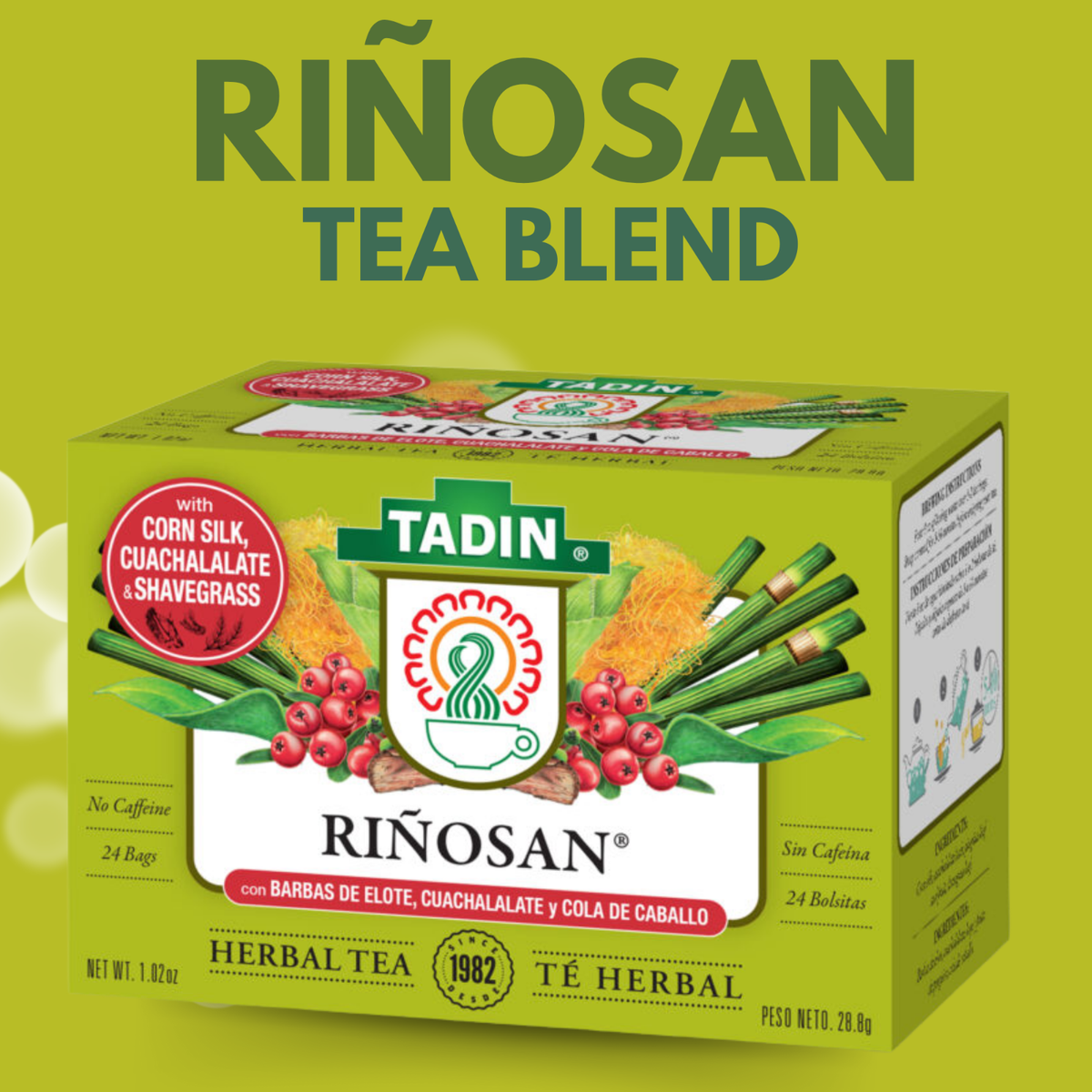 Tadin Rinosan Tea, 24 Bags 1.02 fl oz, Herbal Infusion with Corn