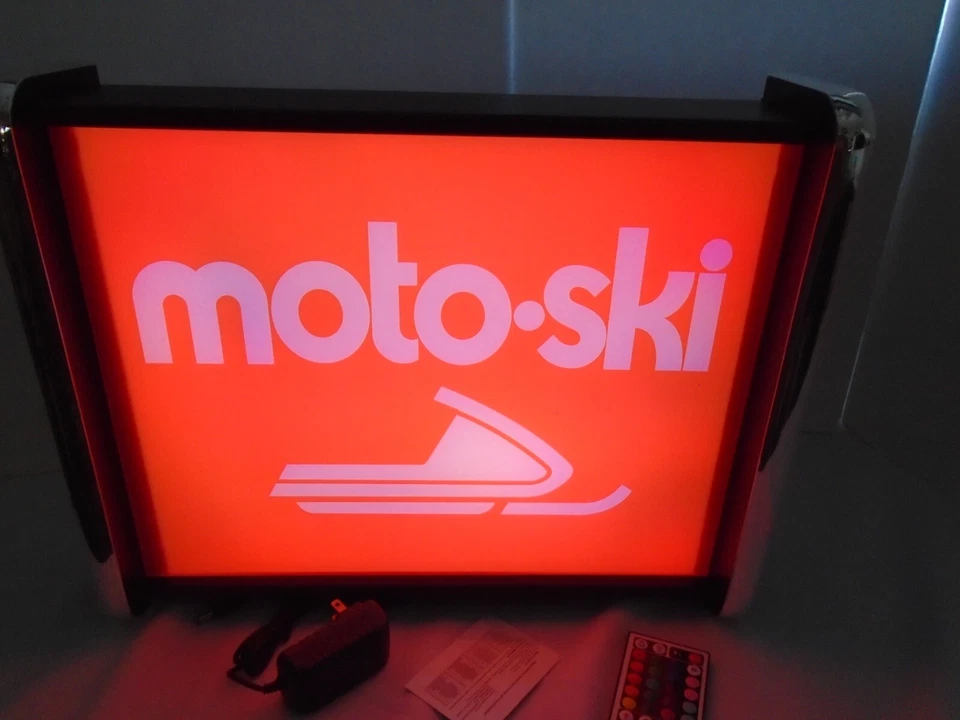 Moto-Ski Snowmobiles Orange LED Display lighted sign lightbox Wall Hanging Light - Image 4 of 4