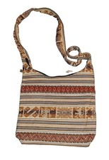 Woven Bohemian Bag Made in Bolivia Brown/Tan/Blue Lined Zipper