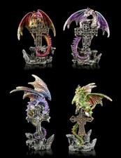 Drachen Figuren 4er Set - Grabesdiener - Gothic Drachenfamilie Deko