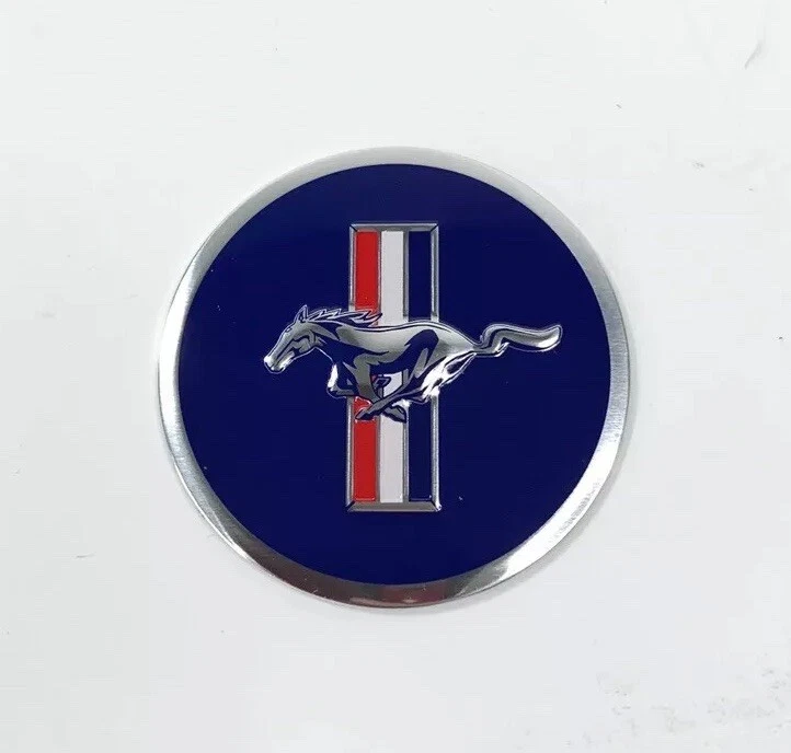 Calcomanía azul Ford Mustang Tri-Bar Pony volante bocina botón insertar - 1 3/8" Foto 2 de 4