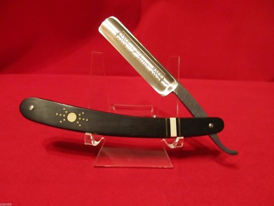 Custom Straight Razor Knife Solingen Germany Ebony Wood Exotic Inlay Nice