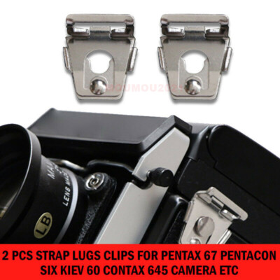 1 Pair for Pentax 67 Pentacon Six Kiev 60 Contax 645 Camera Etc Strap Lugs Clips