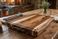 12 X 20 X 1.5  Extra Large Acacia Wood Cutting Board with Juice Groove  Handles