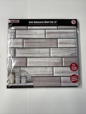 Peel Stick Wall Tile Gray Faux Woodgrain Backsplash Lightweight 12 12" 19 Pieces