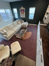 MCM Geometric Large Maroon Rug WITH Pad 9’ X 12’ Washable Excellent Condition